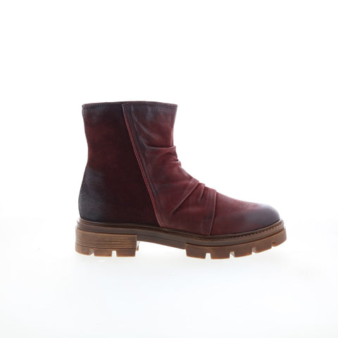 Miz Mooz Brodie Womens Burgundy Leather Zipper Casual Dress Boots