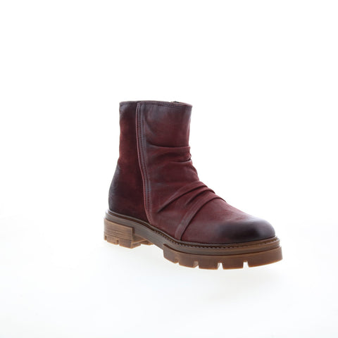 Miz Mooz Brodie Womens Burgundy Leather Zipper Casual Dress Boots