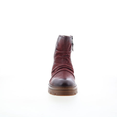 Miz Mooz Brodie Womens Burgundy Leather Zipper Casual Dress Boots