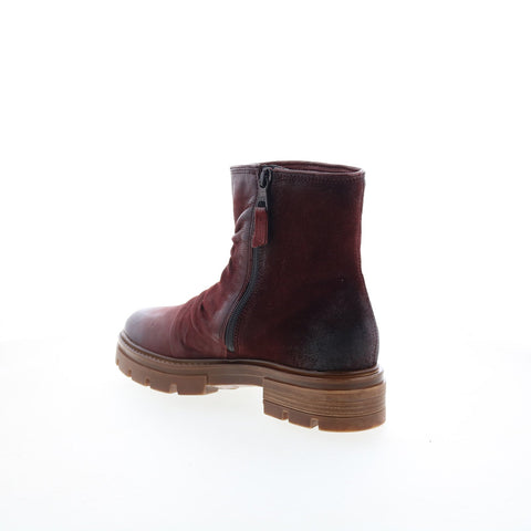 Miz Mooz Brodie Womens Burgundy Leather Zipper Casual Dress Boots
