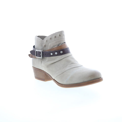 Miz Mooz Bucky Womens Gray Leather Zipper Ankle & Booties Boots