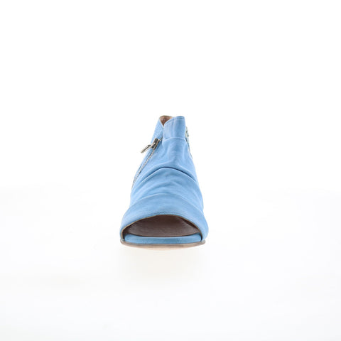 Miz Mooz Carla Womens Blue Leather Zipper Heeled Sandals Shoes