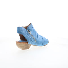 Miz Mooz Carla Womens Blue Leather Zipper Heeled Sandals Shoes