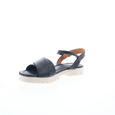 Miz Mooz Caylee Womens Black Leather Hook & Loop Strap Sandals Shoes