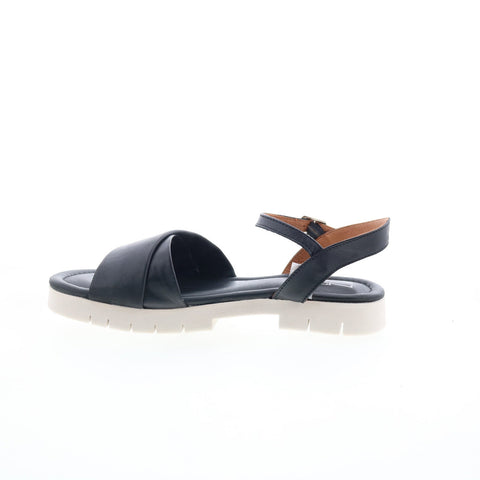 Miz Mooz Caylee Womens Black Leather Hook & Loop Strap Sandals Shoes