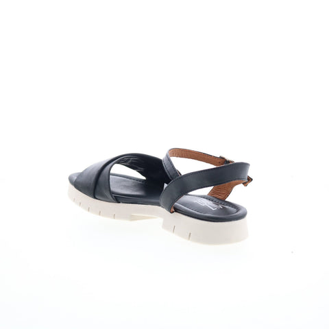 Miz Mooz Caylee Womens Black Leather Hook & Loop Strap Sandals Shoes
