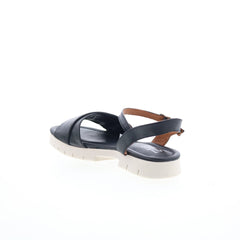 Miz Mooz Caylee Womens Black Leather Hook & Loop Strap Sandals Shoes