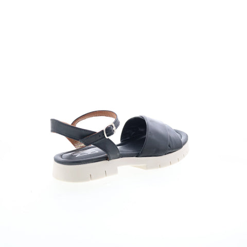 Miz Mooz Caylee Womens Black Leather Hook & Loop Strap Sandals Shoes