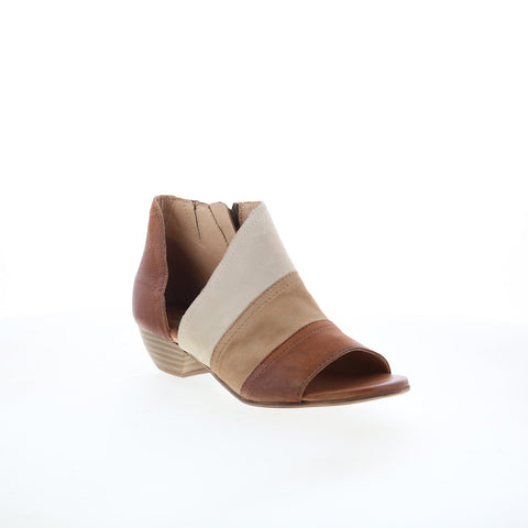 Miz Mooz Celeste Womens Brown Leather Zipper Heeled Sandals Shoes
