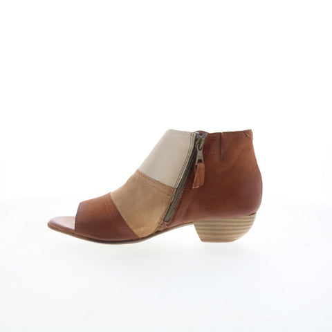 Miz Mooz Celeste Womens Brown Leather Zipper Heeled Sandals Shoes