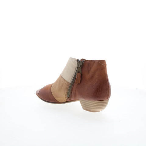 Miz Mooz Celeste Womens Brown Leather Zipper Heeled Sandals Shoes