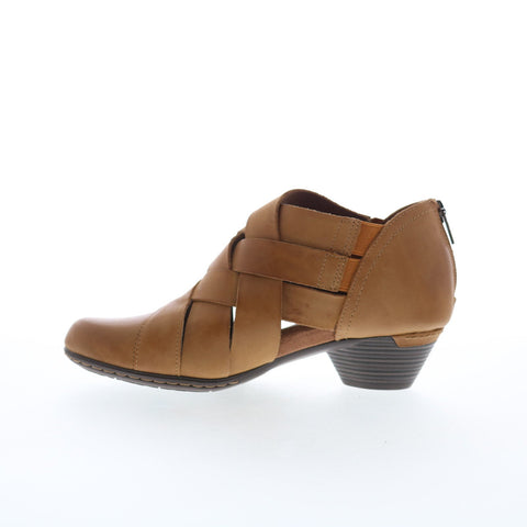 Cobb Hill Laurel Woven CI6229 Womens Brown Leather Ankle & Booties Boots