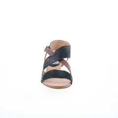 Miz Mooz Cienna Womens Black Leather Hook & Loop Heeled Sandals Shoes