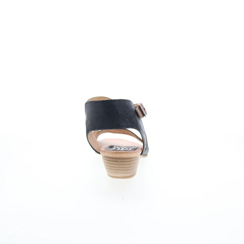 Miz Mooz Cienna Womens Black Leather Hook & Loop Heeled Sandals Shoes