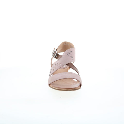 Miz Mooz Cienna Womens Beige Leather Hook & Loop Heeled Sandals Shoes