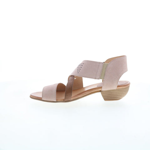 Miz Mooz Cienna Womens Beige Leather Hook & Loop Heeled Sandals Shoes