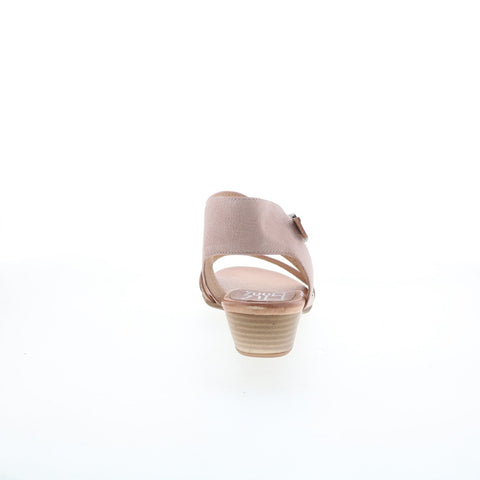 Miz Mooz Cienna Womens Beige Leather Hook & Loop Heeled Sandals Shoes