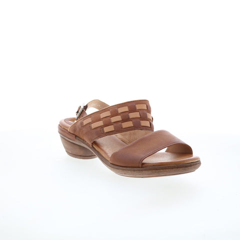 Miz Mooz Constance Womens Brown Leather Hook & Loop Heeled Sandals Shoes