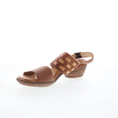 Miz Mooz Constance Womens Brown Leather Hook & Loop Heeled Sandals Shoes