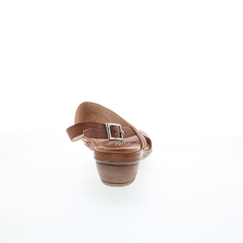Miz Mooz Constance Womens Brown Leather Hook & Loop Heeled Sandals Shoes