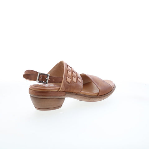Miz Mooz Constance Womens Brown Leather Hook & Loop Heeled Sandals Shoes