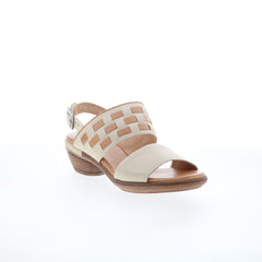 Miz Mooz Constance Womens Brown Leather Hook & Loop Heeled Sandals Shoes