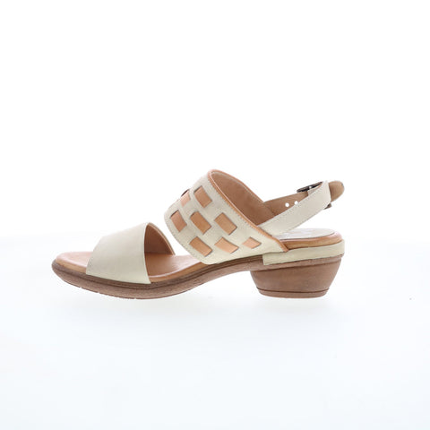 Miz Mooz Constance Womens Brown Leather Hook & Loop Heeled Sandals Shoes