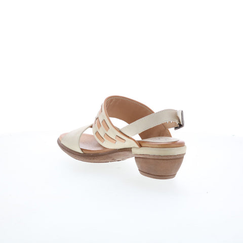 Miz Mooz Constance Womens Brown Leather Hook & Loop Heeled Sandals Shoes