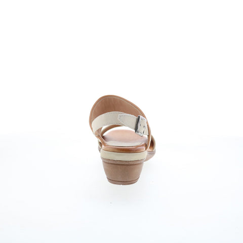 Miz Mooz Constance Womens Brown Leather Hook & Loop Heeled Sandals Shoes