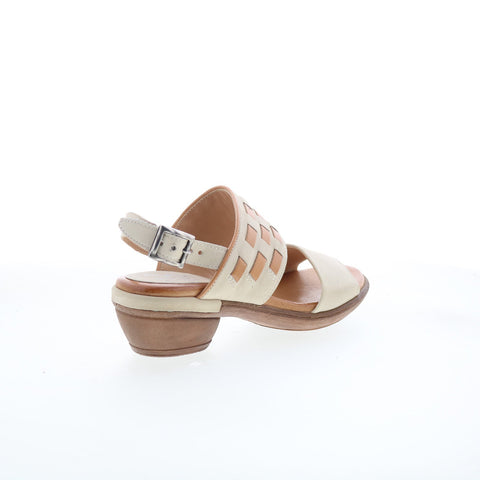 Miz Mooz Constance Womens Brown Leather Hook & Loop Heeled Sandals Shoes