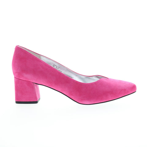 David Tate Creative Womens Pink Extra Wide Leather Slip On Block Heels Shoes