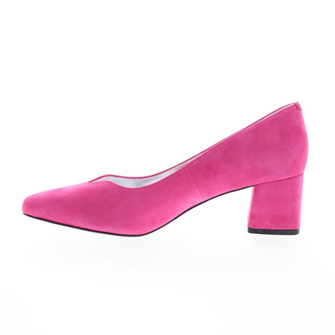 David Tate Creative Womens Pink Extra Wide Leather Slip On Block Heels Shoes