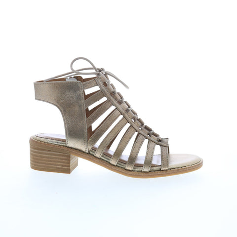 Comfortiva Blossom CT0000703 Womens Gold Wide Leather Heeled Sandals Shoes