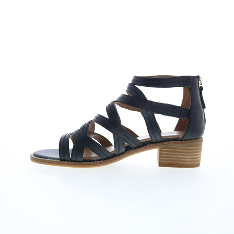 Comfortiva Betha CT0010901 Womens Black Wide Leather Heeled Sandals Shoes