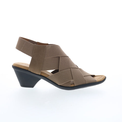 Comfortiva Farrow CT0011358 Womens Brown Wide Canvas Heeled Sandals Shoes