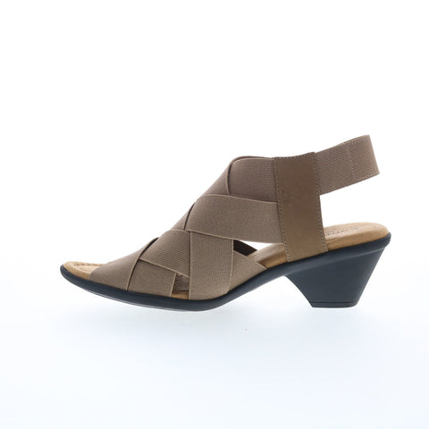 Comfortiva Farrow CT0011358 Womens Brown Wide Canvas Heeled Sandals Shoes
