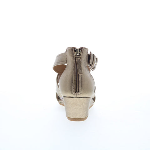 Comfortiva Rabea CT0011973 Womens Gold Wide Leather Wedges Sandals Shoes