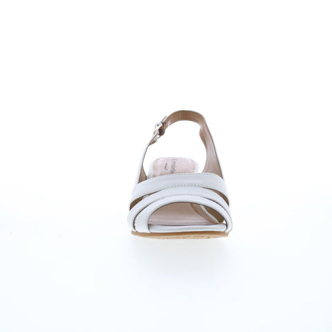 Comfortiva Randi CT0013604 Womens White Wide Leather Wedges Sandals Shoes