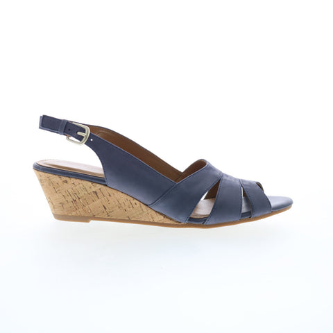 Comfortiva Randi CT0013607 Womens Blue Wide Leather Wedges Sandals Shoes