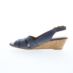 Comfortiva Randi CT0013607 Womens Blue Wide Leather Wedges Sandals Shoes
