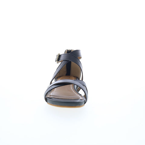 Comfortiva Melody CT0022101 Womens Black Leather Zipper Strap Sandals Shoes