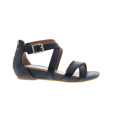 Comfortiva Melody CT0022101 Womens Black Leather Zipper Strap Sandals Shoes
