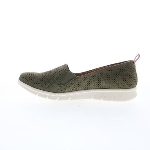 Comfortiva Cherrie CT0023606 Womens Green Leather Slip On Loafer Flats Shoes