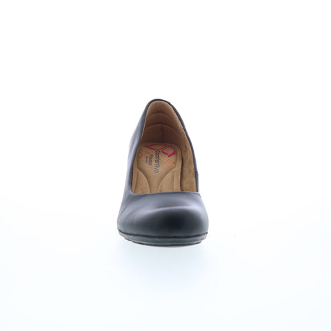 Comfortiva Noxi CT0024501 Womens Black Leather Slip On Pumps Heels Shoes