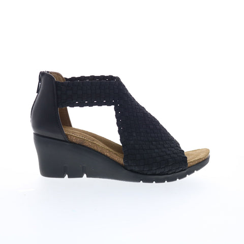 Comfortiva Alesha CT0030201 Womens Black Canvas Zipper Wedges Sandals Shoes