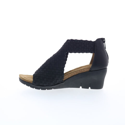 Comfortiva Alesha CT0030201 Womens Black Canvas Zipper Wedges Sandals Shoes