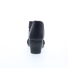 Comfortiva Alesha CT0030201 Womens Black Canvas Zipper Wedges Sandals Shoes