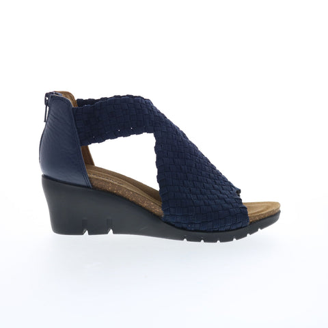 Comfortiva Alesha CT0030207 Womens Blue Canvas Zipper Wedges Sandals Shoes