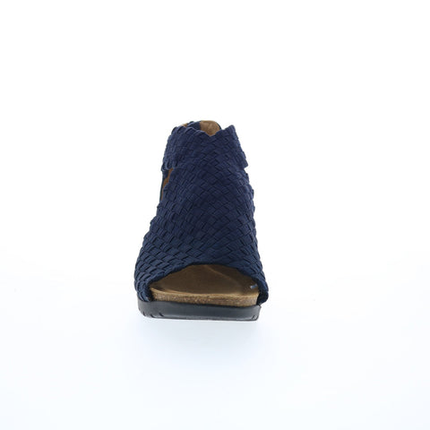 Comfortiva Alesha CT0030207 Womens Blue Canvas Zipper Wedges Sandals Shoes