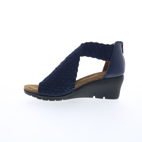 Comfortiva Alesha CT0030207 Womens Blue Canvas Zipper Wedges Sandals Shoes